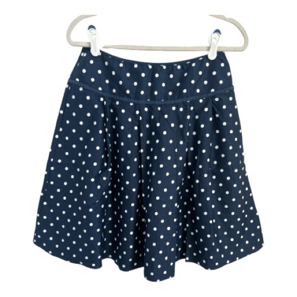New York & Company Navy Polka Dot A-Line Skirt Size 8 Retro Cotton Classic - Picture 5 of 6